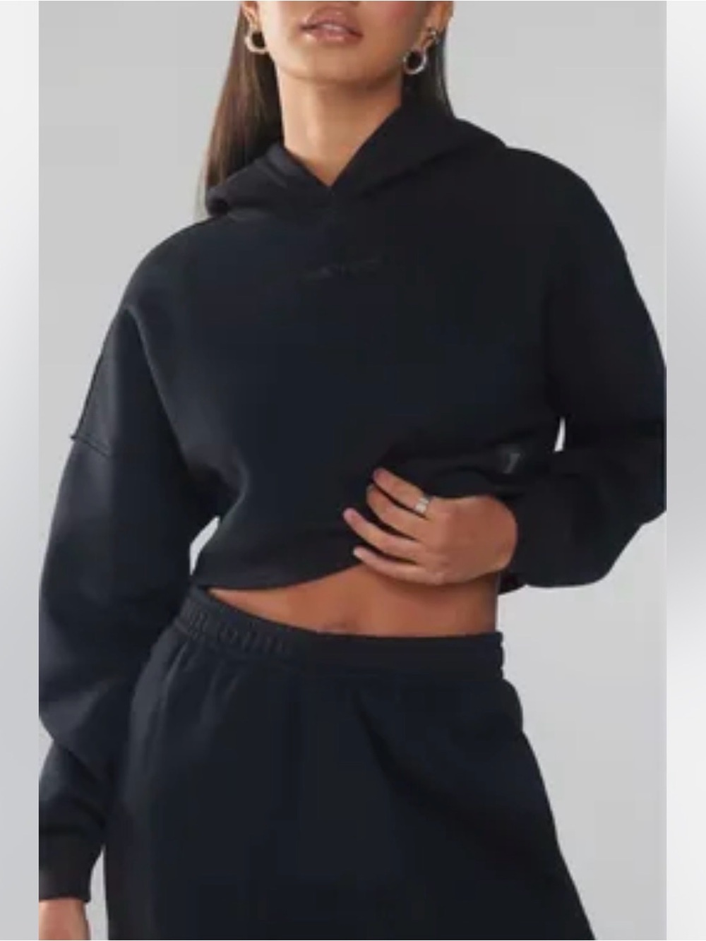 Savage X Fenty Black Cropped Hoodie